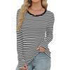 imageXIEERDUO Long Sleeve Thermal Shirt for Women Fleece Slim Fit Tops Crewneck Basic TShirts with Thumb Holes Fall Fashion 2025Stripeblack  White