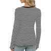 imageXIEERDUO Long Sleeve Thermal Shirt for Women Fleece Slim Fit Tops Crewneck Basic TShirts with Thumb Holes Fall Fashion 2025Stripeblack  White