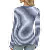 imageXIEERDUO Long Sleeve Thermal Shirt for Women Fleece Slim Fit Tops Crewneck Basic TShirts with Thumb Holes Fall Fashion 2025Stripeblue  White