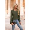 imageXIEERDUO Sweater for Women Long Sleeve Henley Shirts Fall Tunic Tops to Wear with Leggings Crew Neck Outfits Trendy 2025Armygreen
