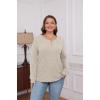 imageXIEERDUO Sweater for Women Long Sleeve Henley Shirts Fall Tunic Tops to Wear with Leggings Crew Neck Outfits Trendy 2025Beige