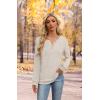 imageXIEERDUO Sweater for Women Long Sleeve Henley Shirts Fall Tunic Tops to Wear with Leggings Crew Neck Outfits Trendy 2025Beige