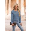imageXIEERDUO Sweater for Women Long Sleeve Henley Shirts Fall Tunic Tops to Wear with Leggings Crew Neck Outfits Trendy 2025Blue