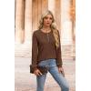 imageXIEERDUO Sweater for Women Long Sleeve Henley Shirts Fall Tunic Tops to Wear with Leggings Crew Neck Outfits Trendy 2025Brown