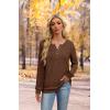 imageXIEERDUO Sweater for Women Long Sleeve Henley Shirts Fall Tunic Tops to Wear with Leggings Crew Neck Outfits Trendy 2025Brown