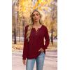 imageXIEERDUO Sweater for Women Long Sleeve Henley Shirts Fall Tunic Tops to Wear with Leggings Crew Neck Outfits Trendy 2025Burgundy