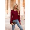 imageXIEERDUO Sweater for Women Long Sleeve Henley Shirts Fall Tunic Tops to Wear with Leggings Crew Neck Outfits Trendy 2025Burgundy