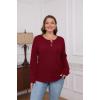 imageXIEERDUO Sweater for Women Long Sleeve Henley Shirts Fall Tunic Tops to Wear with Leggings Crew Neck Outfits Trendy 2025Burgundy