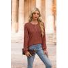 imageXIEERDUO Sweater for Women Long Sleeve Henley Shirts Fall Tunic Tops to Wear with Leggings Crew Neck Outfits Trendy 2025Caramel