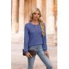 imageXIEERDUO Sweater for Women Long Sleeve Henley Shirts Fall Tunic Tops to Wear with Leggings Crew Neck Outfits Trendy 2025Dark Blue