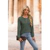 imageXIEERDUO Sweater for Women Long Sleeve Henley Shirts Fall Tunic Tops to Wear with Leggings Crew Neck Outfits Trendy 2025Green