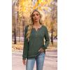 imageXIEERDUO Sweater for Women Long Sleeve Henley Shirts Fall Tunic Tops to Wear with Leggings Crew Neck Outfits Trendy 2025Green
