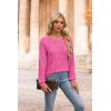 imageXIEERDUO Sweater for Women Long Sleeve Henley Shirts Fall Tunic Tops to Wear with Leggings Crew Neck Outfits Trendy 2025Hot Pink