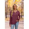 imageXIEERDUO Sweater for Women Long Sleeve Henley Shirts Fall Tunic Tops to Wear with Leggings Crew Neck Outfits Trendy 2025Maroon
