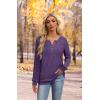 imageXIEERDUO Sweater for Women Long Sleeve Henley Shirts Fall Tunic Tops to Wear with Leggings Crew Neck Outfits Trendy 2025Purple