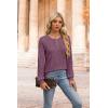 imageXIEERDUO Sweater for Women Long Sleeve Henley Shirts Fall Tunic Tops to Wear with Leggings Crew Neck Outfits Trendy 2025Purple Red