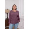 imageXIEERDUO Sweater for Women Long Sleeve Henley Shirts Fall Tunic Tops to Wear with Leggings Crew Neck Outfits Trendy 2025Purple Red