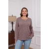 imageXIEERDUO Sweater for Women Long Sleeve Henley Shirts Fall Tunic Tops to Wear with Leggings Crew Neck Outfits Trendy 2025Rosy Brown