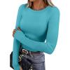 imageXIEERDUO Long Sleeve Thermal Shirt for Women Fleece Slim Fit Tops Crewneck Basic TShirts with Thumb Holes Fall Fashion 2025Blue Green