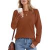 imageWomens Sweaters Fall Fashion 2025 Long Sleeve Button Cuff Soft Knit Pullover Trendy Tops Dressy Casual BlousesCaramel