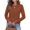 imageWomens Sweaters Fall Fashion 2025 Long Sleeve Button Cuff Soft Knit Pullover Trendy Tops Dressy Casual BlousesCaramel