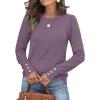imageWomens Sweaters Fall Fashion 2025 Long Sleeve Button Cuff Soft Knit Pullover Trendy Tops Dressy Casual BlousesPurple