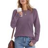 imageWomens Sweaters Fall Fashion 2025 Long Sleeve Button Cuff Soft Knit Pullover Trendy Tops Dressy Casual BlousesPurple