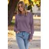 imageWomens Sweaters Fall Fashion 2025 Long Sleeve Button Cuff Soft Knit Pullover Trendy Tops Dressy Casual BlousesPurple
