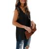 imageXIEERDUO Womens V Neck Lace Tank Tops Summer Casual Sleeveless Shirts Tops Side SplitAablack