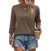imageXIEERDUO 34 Length Sleeve Womens Tops and Blouses Dressy Casual Crewneck T Shirts Fashion Clothes Loose Fit TrendyCoffee