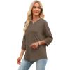 imageXIEERDUO 34 Length Sleeve Womens Tops and Blouses Dressy Casual Crewneck T Shirts Fashion Clothes Loose Fit TrendyCoffee