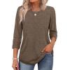 imageXIEERDUO 34 Length Sleeve Womens Tops and Blouses Dressy Casual Crewneck T Shirts Fashion Clothes Loose Fit TrendyCoffee