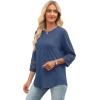 imageXIEERDUO 34 Length Sleeve Womens Tops and Blouses Dressy Casual Crewneck T Shirts Fashion Clothes Loose Fit TrendyNavy