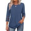 imageXIEERDUO 34 Length Sleeve Womens Tops and Blouses Dressy Casual Crewneck T Shirts Fashion Clothes Loose Fit TrendyNavy
