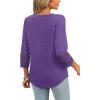 imageXIEERDUO 34 Length Sleeve Womens Tops and Blouses Dressy Casual Crewneck T Shirts Fashion Clothes Loose Fit TrendyPurple