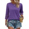 imageXIEERDUO 34 Length Sleeve Womens Tops and Blouses Dressy Casual Crewneck T Shirts Fashion Clothes Loose Fit TrendyPurple