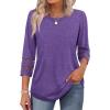imageXIEERDUO 34 Length Sleeve Womens Tops and Blouses Dressy Casual Crewneck T Shirts Fashion Clothes Loose Fit TrendyPurple