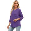 imageXIEERDUO 34 Length Sleeve Womens Tops and Blouses Dressy Casual Crewneck T Shirts Fashion Clothes Loose Fit TrendyPurple