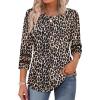 imageXIEERDUO 34 Length Sleeve Womens Tops and Blouses Dressy Casual Crewneck T Shirts Fashion Clothes Loose Fit TrendyZ Leopard