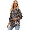 imageXIEERDUO 34 Length Sleeve Womens Tops and Blouses Dressy Casual Crewneck T Shirts Fashion Clothes Loose Fit TrendyZ Leopard