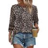 imageXIEERDUO 34 Length Sleeve Womens Tops and Blouses Dressy Casual Crewneck T Shirts Fashion Clothes Loose Fit TrendyZ Leopard