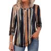 imageXIEERDUO 34 Length Sleeve Womens Tops and Blouses Dressy Casual Crewneck T Shirts Fashion Clothes Loose Fit TrendyZ Multi Stripe