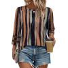 imageXIEERDUO 34 Length Sleeve Womens Tops and Blouses Dressy Casual Crewneck T Shirts Fashion Clothes Loose Fit TrendyZ Multi Stripe