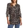 imageXIEERDUO Blouses for Women Dressy Casual 34 Length Sleeve Womens Tops V Neck T Shirts with Smocked CuffsNleopard