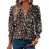 imageXIEERDUO Blouses for Women Dressy Casual 34 Length Sleeve Womens Tops V Neck T Shirts with Smocked CuffsNleopard
