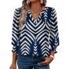 imageXIEERDUO Blouses for Women Dressy Casual 34 Length Sleeve Womens Tops V Neck T Shirts with Smocked CuffsRnavy Blue Stripes