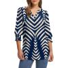imageXIEERDUO Blouses for Women Dressy Casual 34 Length Sleeve Womens Tops V Neck T Shirts with Smocked CuffsRnavy Blue Stripes