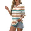 imageXIEERDUO Blouses for Women Dressy Casual 34 Length Sleeve Womens Tops V Neck T Shirts with Smocked CuffsSorange Stripes