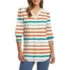 imageXIEERDUO Blouses for Women Dressy Casual 34 Length Sleeve Womens Tops V Neck T Shirts with Smocked CuffsSorange Stripes