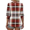 imageXIEERDUO Blouses for Women Dressy Casual 34 Length Sleeve Womens Tops V Neck T Shirts with Smocked CuffsTred Plaid